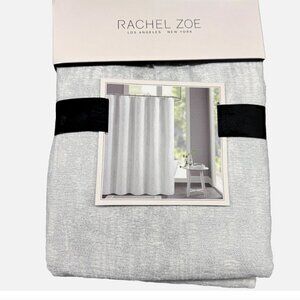 Rachel Zoe Lux White Silver Chenille SHOWER CURTAIN Holidays Christmas Elegant